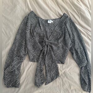 Princess Polly Leopard Print Tie Front Cropped Shirt